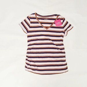 Maternity T-Shirt Short Sleeve V-Neck Side Shirred Ultra-Soft NWT